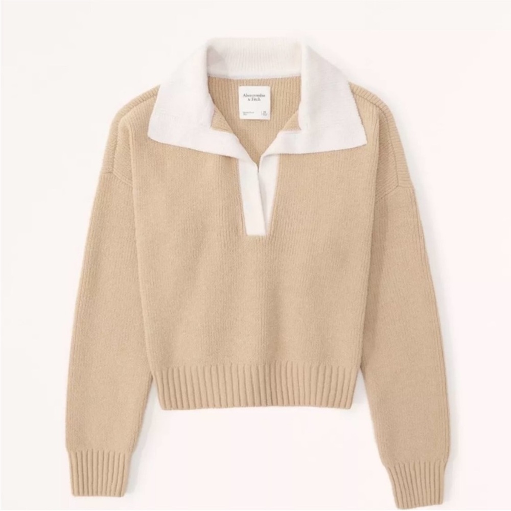 Abercrombie & Fitch Beige Collared Sweater
